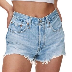 LEVIS PREMIUM 501 HIGH RISE DENIM SHORTS IN size 25 PERFECT CONDITION